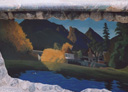 Wall Art by Allyson, Wall Art by Allyson, Malibu Lake,malibou lake, landscape mural, hand painted patio mural, patio mural, wall art, mural